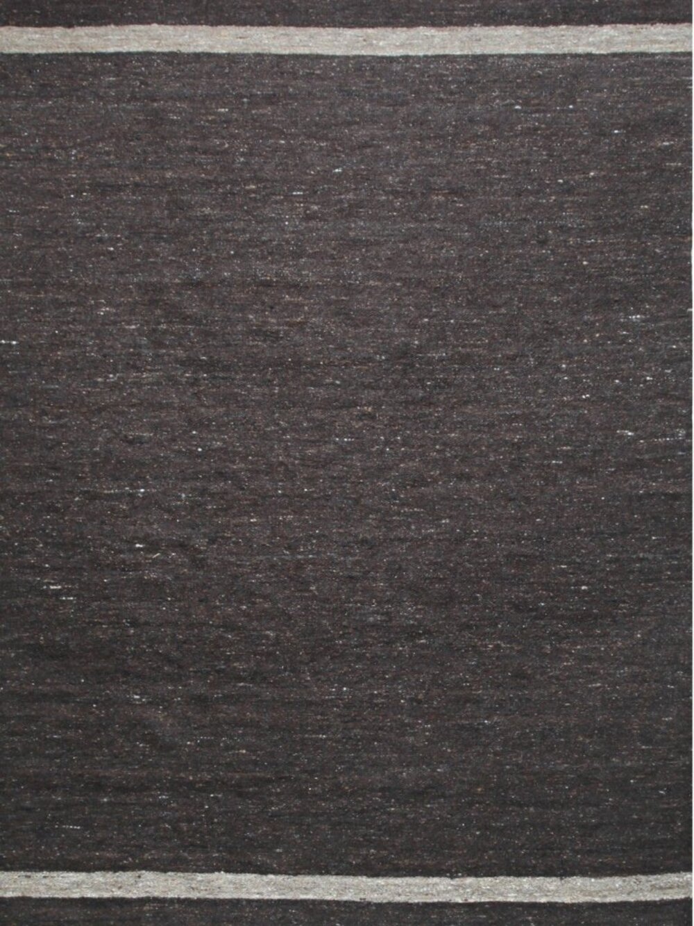 Charcoal Brown Flatweave Wool Area Rug 4' x 6' Handmade Striped